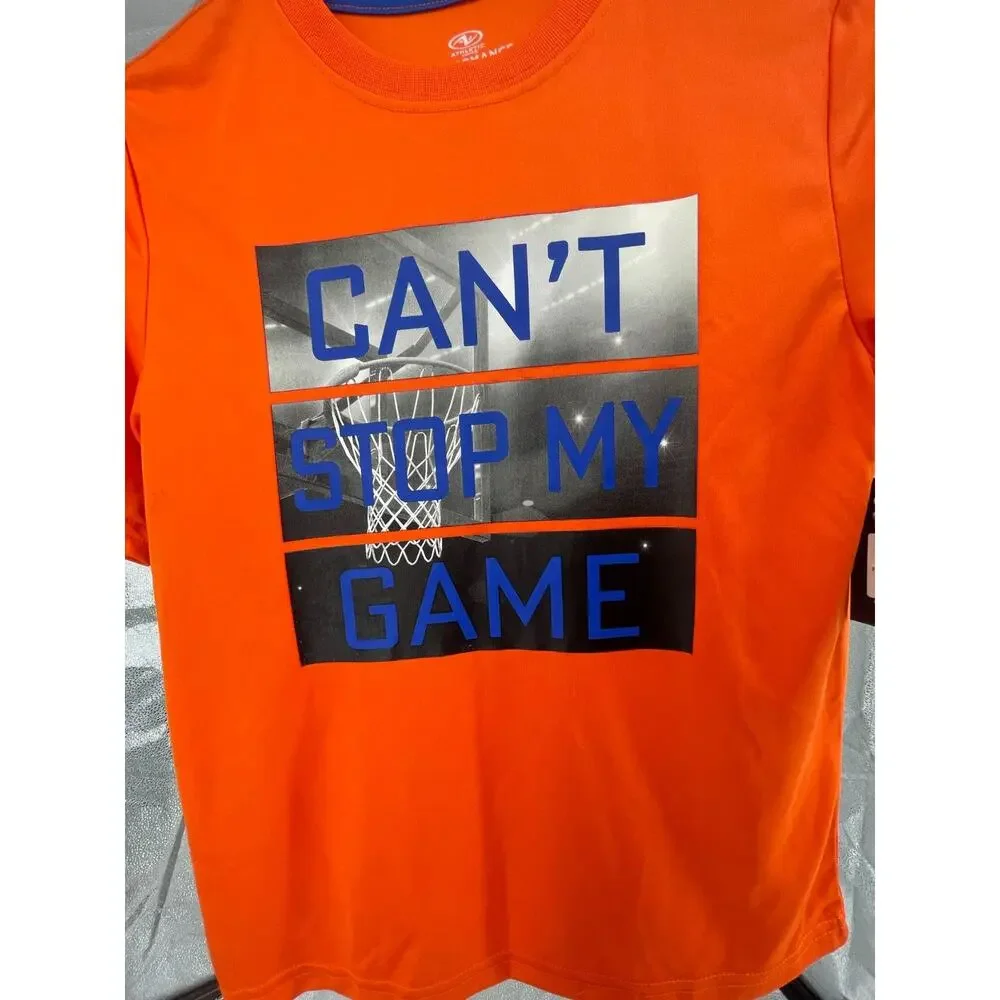 NWT Athletic Works Orange Short Sleeve Graphic T-Shirt Youth Size Large 10-12